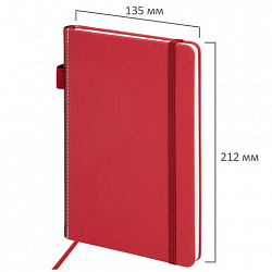 Блокнот А5 135x212 мм BRAUBERG "Edge", под кожу, резинка, держатель, 80 л., клетка, розовый, 117148