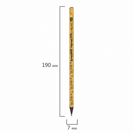 Карандаш чернографитный BRAUBERG "PREMIUM TURKEY", 1 шт., "Hologram", НВ, ассорти, дисплей, 181571