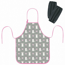 Фартук с нарукавниками для уроков труда ЮНЛАНДИЯ, регулировка по росту, 46х54 см, "Sweet whiskers", 273766
