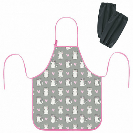 Фартук с нарукавниками для уроков труда ЮНЛАНДИЯ, регулировка по росту, 46х54 см, Sweet whiskers, 273766