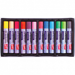 Пастель масляная художественная BRAUBERG ART CLASSIC, УТОЛЩЕННАЯ, 12 цветов, круглое сечение, 181450