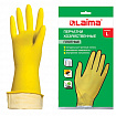 Перчатки МНОГОРАЗОВЫЕ латексные LAIMA "ЛЮКС", хлопчатобумажное напыление, ПЛОТНЫЕ, размер 8-9, L (большой), желтые, вес 55 г, 600043