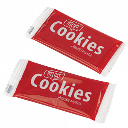 Печенье хрустящее в индивидуальной упаковке, WELDAY (ВЭЛДЭЙ) "Испанский Мокко", 100 штук в офис-боксе, 624097
