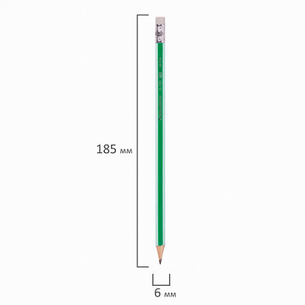 Набор карандашей чернографитных BRAUBERG "G-100" 12 шт., HB, с ластиком, корпус ассорти, 181716