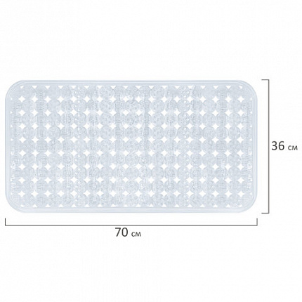 Коврик для ванны противоскользящий 70х36см, "Бусины", прозрачный, ПВХ, присоски, PRIMILA (ПРИМИЛА), 700366