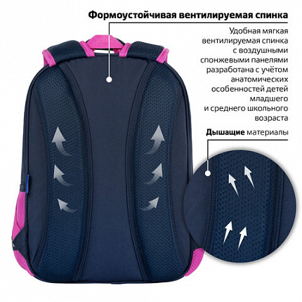 Рюкзак BRAUBERG OPTIMA, 2 отделения, с брелоком, "Tiny beauty", 36х27х18 см, 273155