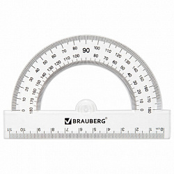 Набор чертежный BRAUBERG (линейка 20 см, 2 треугольника, транспортир), прозрачный, 210853