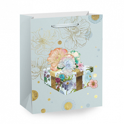 Пакет подарочный (1 штука) 18х10х23см (M) "Kraft For Woman", ассорти, глиттер, фольга, ЗОЛОТАЯ СКАЗКА, 700805