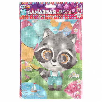 Алмазная мозаика детская АССОРТИ 10 видов, 17х23 см, на картоне, МУЛЬТИ АРТ, 5940