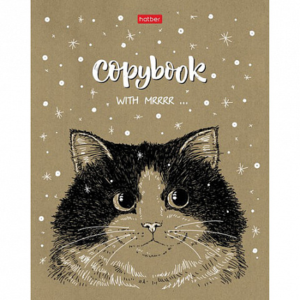 Тетрадь А5, 48 л., HATBER, скоба, клетка, обложка крафт-картон, "Милые зверьки" (5 видов в спайке), 48Т5В1