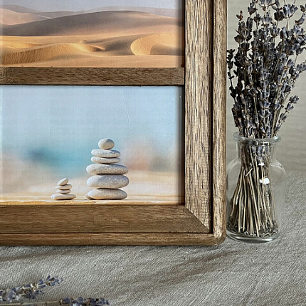 Рамка из мангового дерева BRAUBERG LOFT TRINITY, 3 фото 10х15 см, акриловый экран, 20х35,5 см, 391282