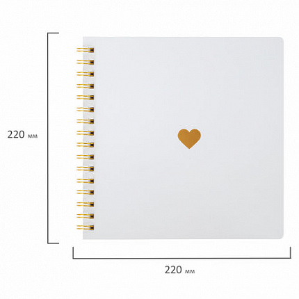 Фотоальбом 22х22 см, 20 белых листов, уголки, стикеры, ручки, клей, BRAUBERG White Line, 880651