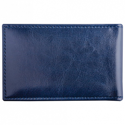 Визитница однорядная BRAUBERG "Imperial", на 20 визиток, под гладкую кожу, темно-синяя, 232060