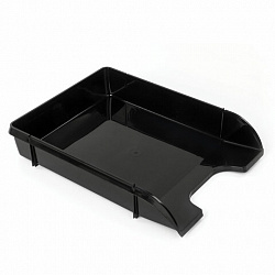 Лоток горизонтальный для бумаг BRAUBERG "Classic", 330х255х62 мм, черный, 237285