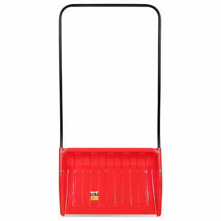 Лопата снеговая СКРЕПЕР 70х47см пластиковый КРАСНЫЙ, алюминиевая планка, рукоятка 110см, СУПЕРПРОЧНЫЙ, первичное сырье, ГРАНДМАСТЕР, 700341