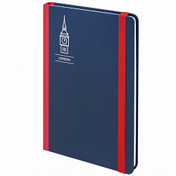 Блокнот с резинкой в клетку 96 л., А5, 145х203 мм, твердая обложка, BRAUBERG, "London", 113720