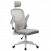 Кресло CROMEX (КРОМЕКС) "Dynamic CH-699", откидные подлокотники, пластик белый, сетка/ткань TW, серое, 533070
