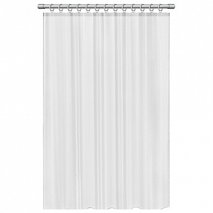 Шторка для ванной ПОЛИЭСТЕР, 180х200 см, кольца в комплекте, БЕЛЫЙ БРИЛЛИАНТ, PRIMILA (ПРИМИЛА), 700093