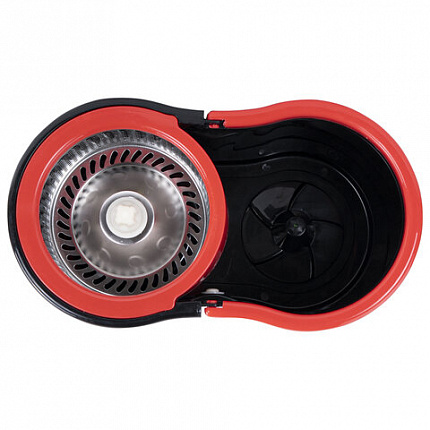 Швабра с отжимом и ведром 7л/5л отжим центрифуга / рукоятка, 2 круглые насадки, крепление кольцо, черный, LAIMA 607487