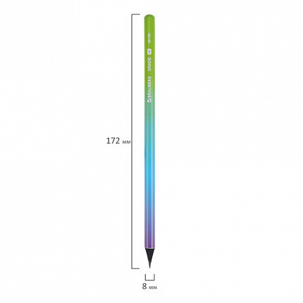 Карандаш чернографитный BRAUBERG "GRADE", 1 шт., HB, корпус ассорти, 181757
