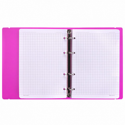 Тетрадь на кольцах А5 175х220мм, 120л, пластик, с резинкой, BRAUBERG, Розовый, 404622