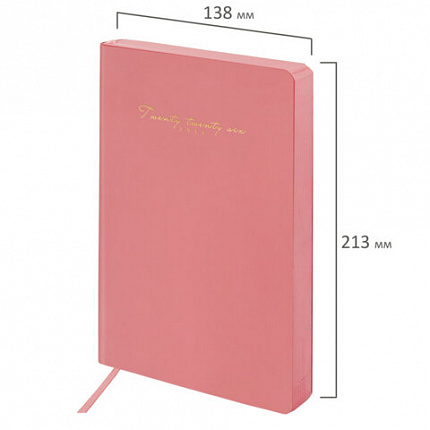Ежедневник датированный 2026, А5, 138x213 мм, BRAUBERG "Pastel", под кожу гибкий, розовый, 117463