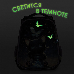 Ранец BRAUBERG PREMIUM, 2 отделения, с брелоком, "Night catcher", СВЕТЯЩИЙСЯ, 38х29х16 см, 273099