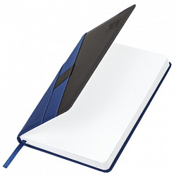 Ежедневник датированный 2026, А5, 138х213 мм, BRAUBERG "Swirl", под кожу, держатель для ручки, синий, 117479