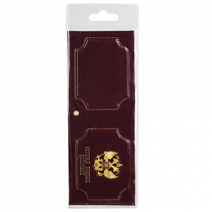 Обложка для удостоверения "Ветеран боевых действий" натуральная кожа шик, 3D-герб + тиснение, темно-бордовая, BRAUBERG, 238871