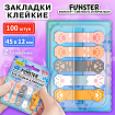 Закладки клейкие Z-сложения FUNSTER (ФАНСТЕР) "Лапки котов", 45х12 мм, 100 шт. (5 цветов х 20 листов), в диспенсере, 116691