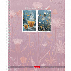 Тетрадь А5, 48 л., HATBER, гребень, клетка, soft-touch ламинация, "Ромашковый чай" (микс в спайке), 096230, 48Т5лВ1гр