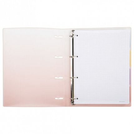 Тетрадь на кольцах БОЛЬШАЯ 305х235 мм А4, 120 л., пластик, с разделителями, BRAUBERG, Красный, 404626