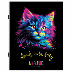 Дневник 1-11 класс 40 л., на скобе, ПИФАГОР, обложка картон, "Котик", 107131