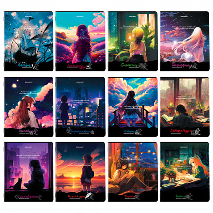 Тетради предметные, КОМПЛЕКТ 12 ПРЕДМЕТОВ, ANIME GIRLS, 48л, матовая ламинация, BRAUBERG, 404832