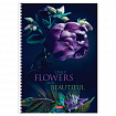 Тетрадь А4 96 л., HATBER, гребень, клетка, обложка картон, "Beautiful flowers" (микс в спайке), 086261, 96Т4В1гр