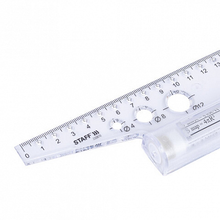 Линейка с роликом (рейсшина) 30 см, металлический ролик, картонная коробка, STAFF, 210870