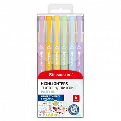 Набор текстовыделителей двусторонних 6 ПАСТЕЛЬНЫХ ЦВЕТОВ, BRAUBERG "TWIN PASTEL", линия 1-5 мм, 152518