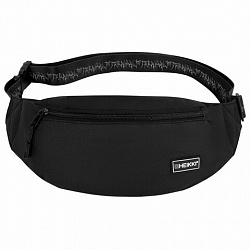 Сумка на пояс HEIKKI RIO (ХЕЙКИ), два отделения, регулируемый ремень, черная с белым, 38х12х8 см, 272617