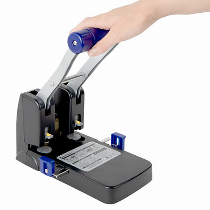 Дырокол металлический МОЩНЫЙ BRAUBERG "EXTRA Heavy duty", до 110 листов, черно-синий, 272721