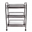 Этажерка (тележка) BRABIX офисно-бытовая 3 яруса, на колесах, металл, черная, 43,5х26х62,5 см, 603751
