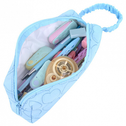 Пенал-косметичка HEIKKI (ХЕЙКИ) с ручкой, 1 отделение, стеганый полиэстер, 21х8х5 см, голубой, 273607