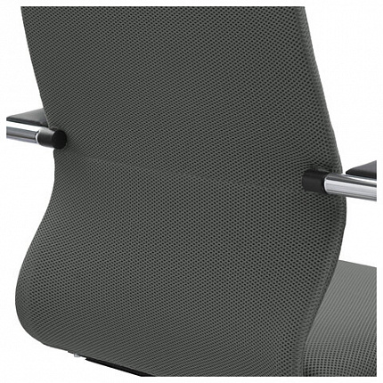 Кресло офисное МЕТТА "SU-B-10" хром, ткань-сетка, сиденье и спинка мягкие, темно-серое