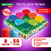 Пластилин-тесто для лепки BRAUBERG KIDS, 8 цветов, 400 г, яркие классические цвета, крышки-штампики, 106720