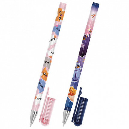 Ручка шариковая с принтом FUNSTER STICK "FAT CATS", СИНЯЯ, SOFT TOUCH покрытие, узел 0,7 мм, линия 0,35 мм, 144389