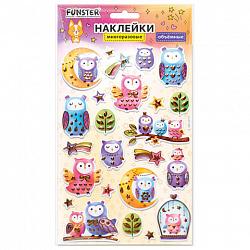Наклейки объемные MAXI 21х14 см, ассорти 12 видов, FUNSTER (ФАНСТЕР), 666678