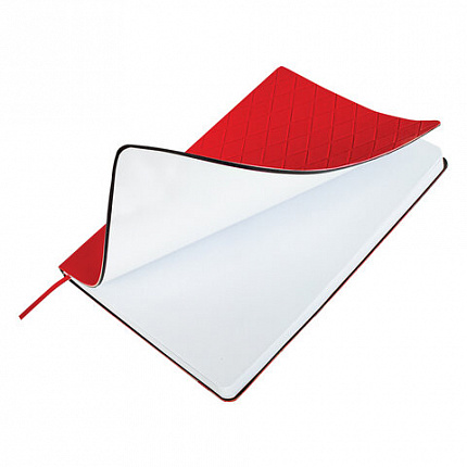 Блокнот А5 138x213 мм, BRAUBERG "Tissage", под кожу, 80 л., резинка, клетка, красный, 116603