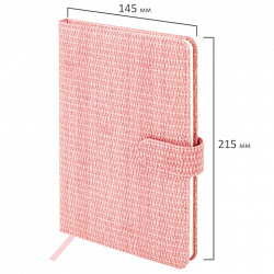 Еженедельник датированный 2026 А5 145х215 мм, BRAUBERG "Augustus", под кожу, розовый, 117163