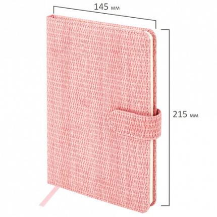 Еженедельник датированный 2026 А5 145х215 мм, BRAUBERG "Augustus", под кожу, розовый, 117163