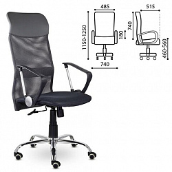 Кресло "Ультра", высокая спинка, с подлокотниками, хром, черное