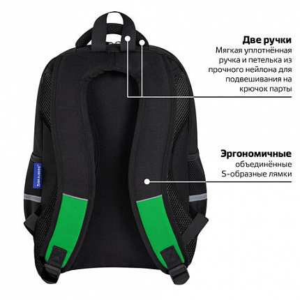 Рюкзак BRAUBERG STAR, 1 отделение, 5 карманов, "Digital tools", черный, 40x29x13 см, 273133